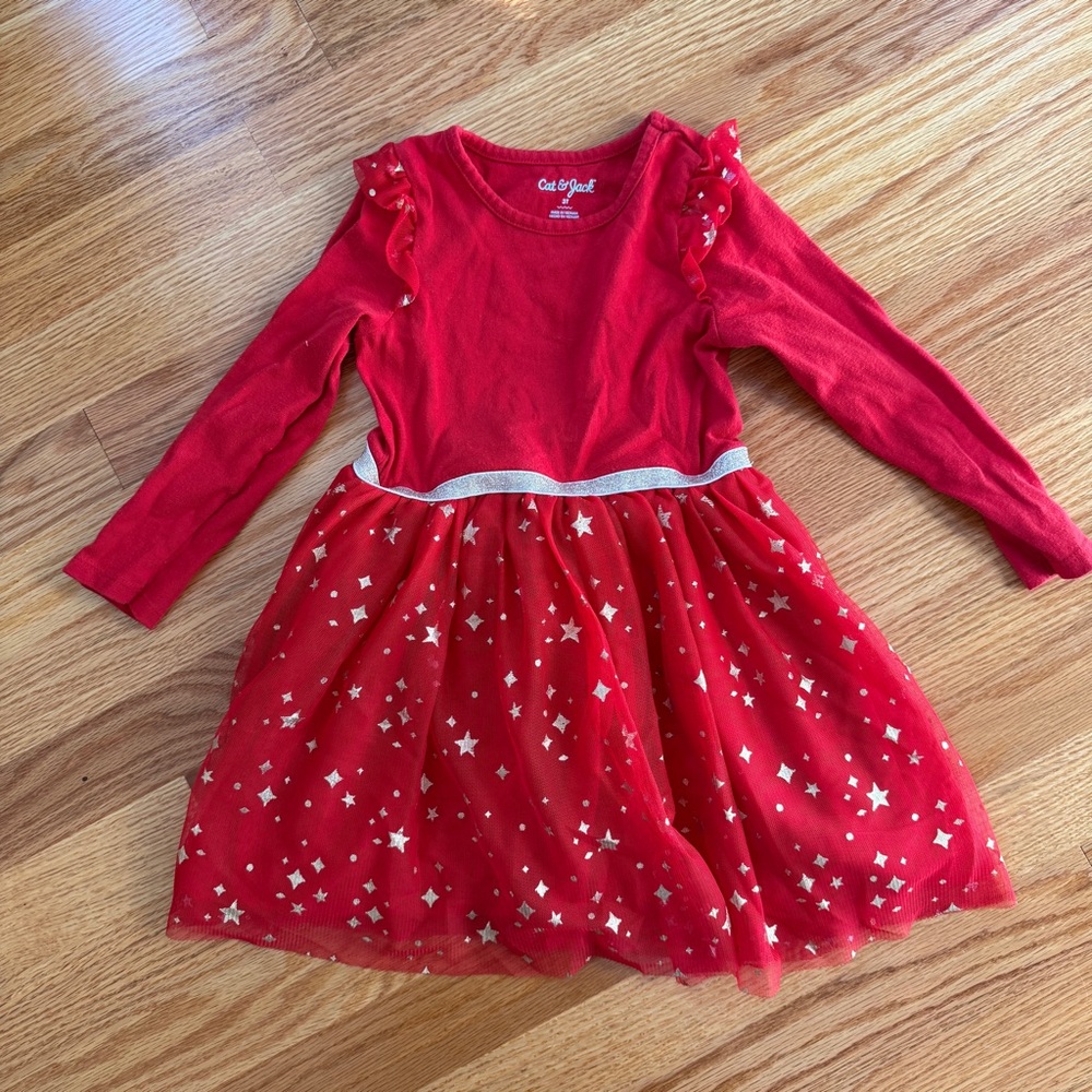 Cat &‎ Jack | Target Red Dress with Starry Tulle Bottom Sz 3T